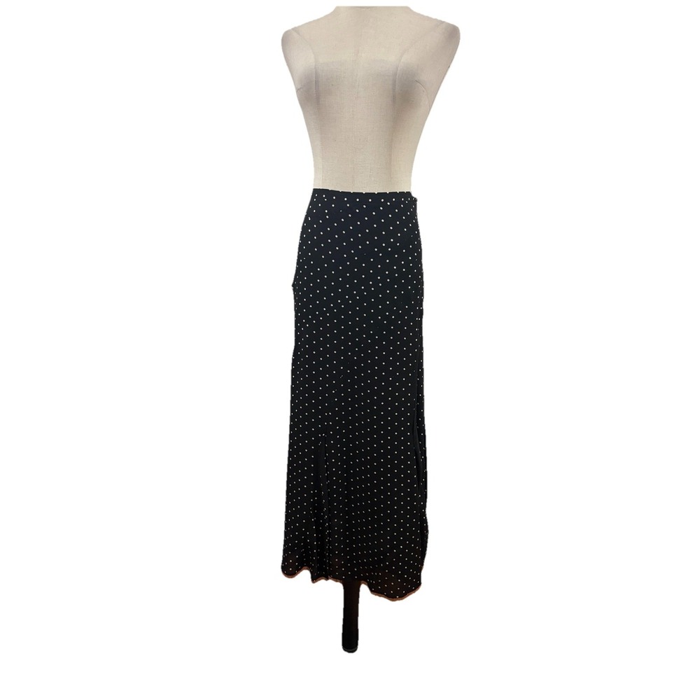 Vtg 90s Jones New York Silk Skirt 16 Black Polka Dot Midi Bias preppy minimalist